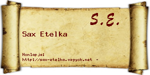 Sax Etelka névjegykártya